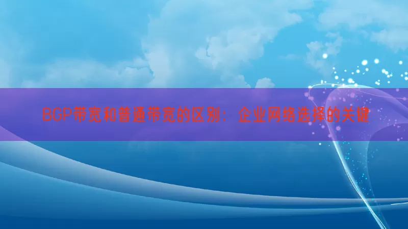 BGP带宽和普通带宽的区别：企业网络选择的关键