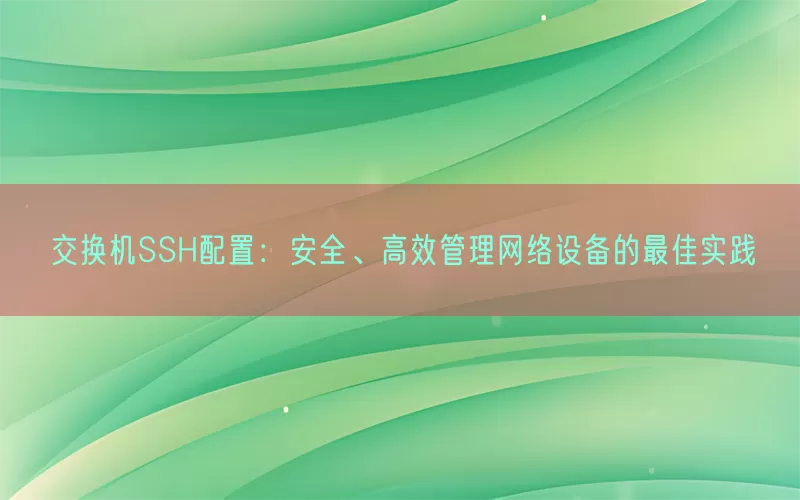 交换机SSH配置：安全、高效管理网络设备的最佳实践