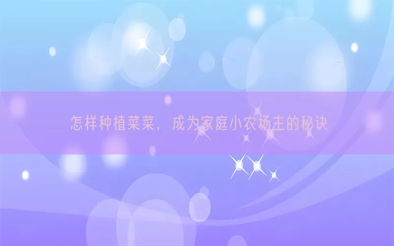 怎样种植菜菜，成为家庭小农场主的秘诀