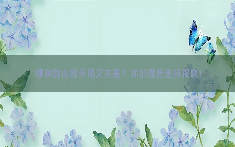 哪种路由器好用又实惠？你的理想选择揭晓！(pic1)