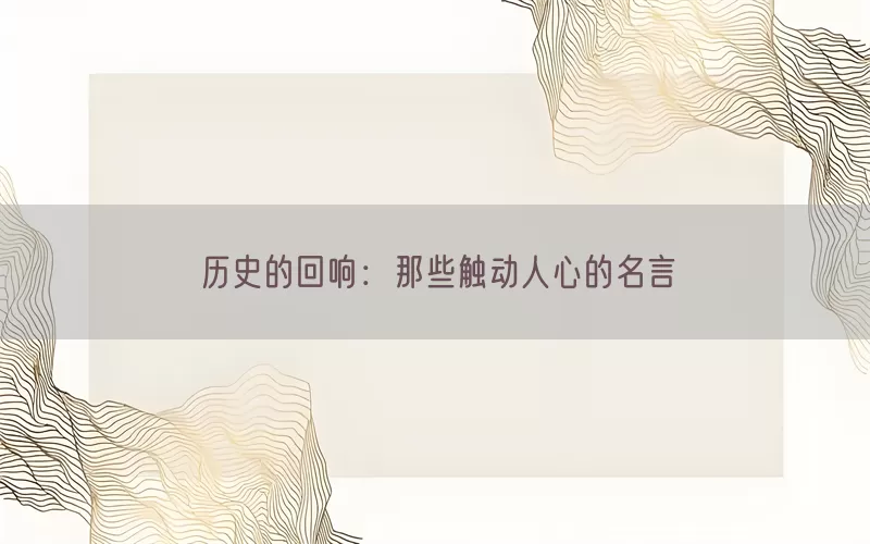 历史的回响：那些触动人心的名言