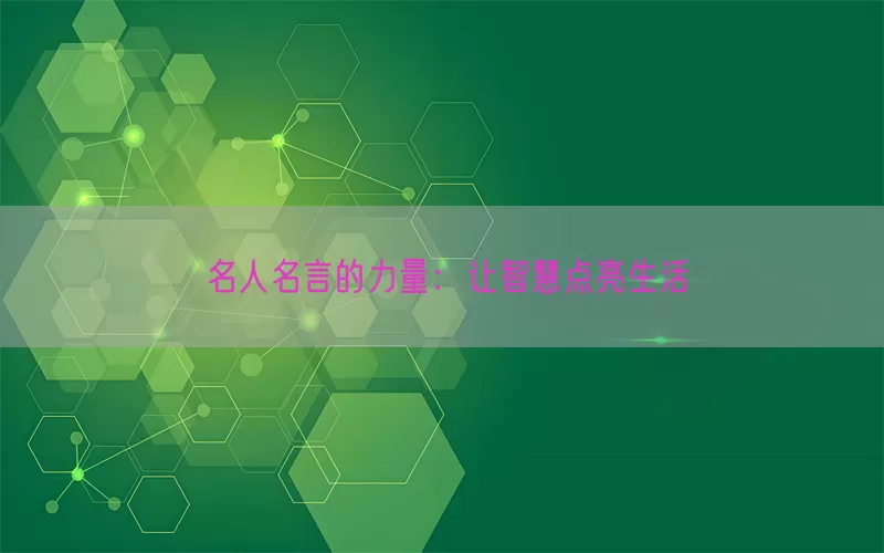 名人名言的力量：让智慧点亮生活