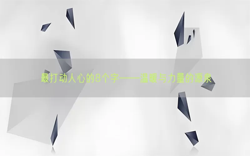 最打动人心的8个字——温暖与力量的源泉