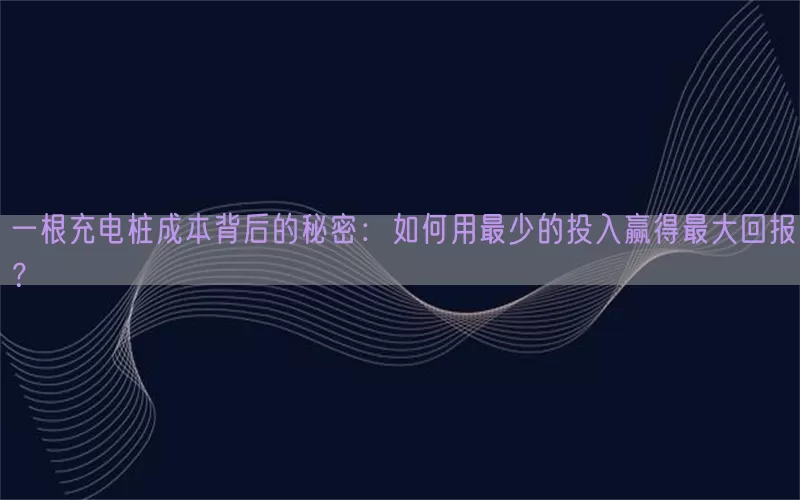 一根充电桩成本背后的秘密：如何用最少的投入赢得最大回报？(pic1)
