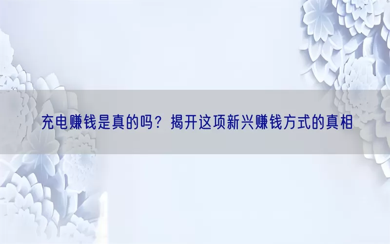 充电赚钱是真的吗？揭开这项新兴赚钱方式的真相(pic1)