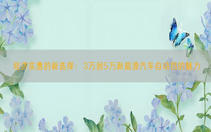 经济实惠的新选择：3万到5万新能源汽车自动挡的魅力(pic1)