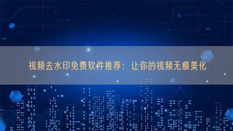 视频去水印免费软件推荐：让你的视频无痕美化(pic1)