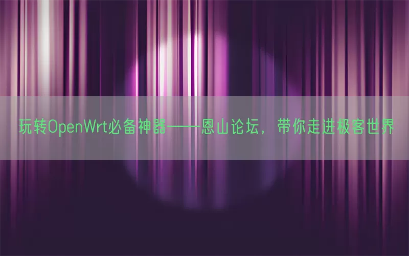 玩转OpenWrt必备神器——恩山论坛，带你走进极客世界(pic1)