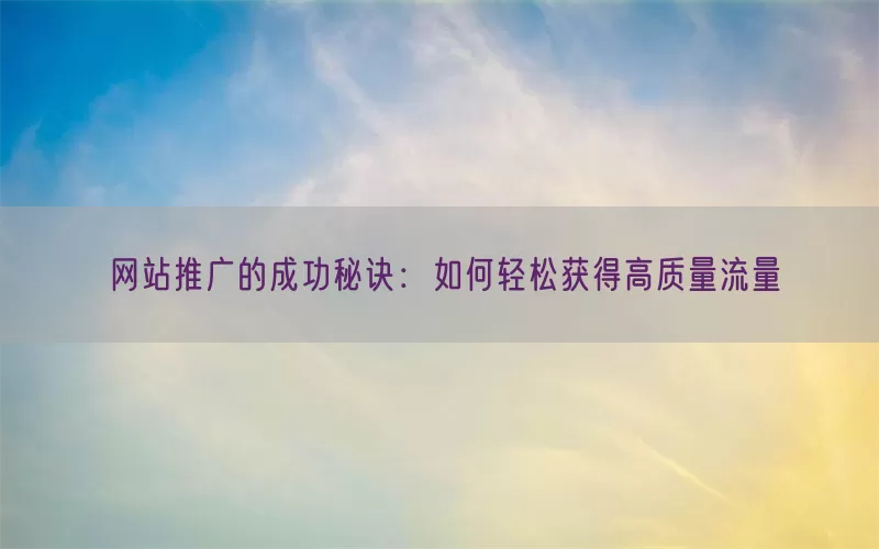 网站推广的成功秘诀：如何轻松获得高质量流量