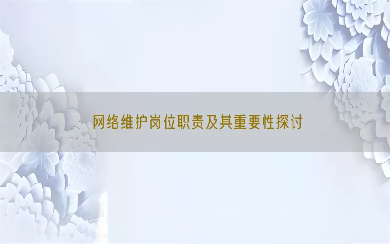 网络维护岗位职责及其重要性探讨