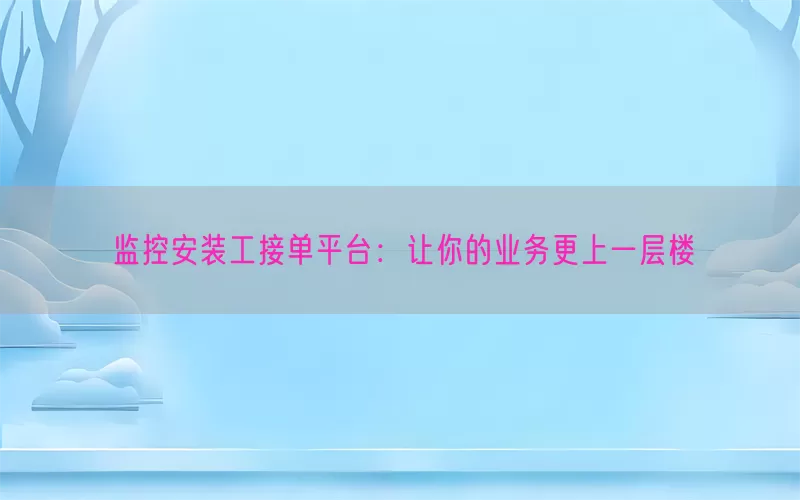 监控安装工接单平台：让你的业务更上一层楼