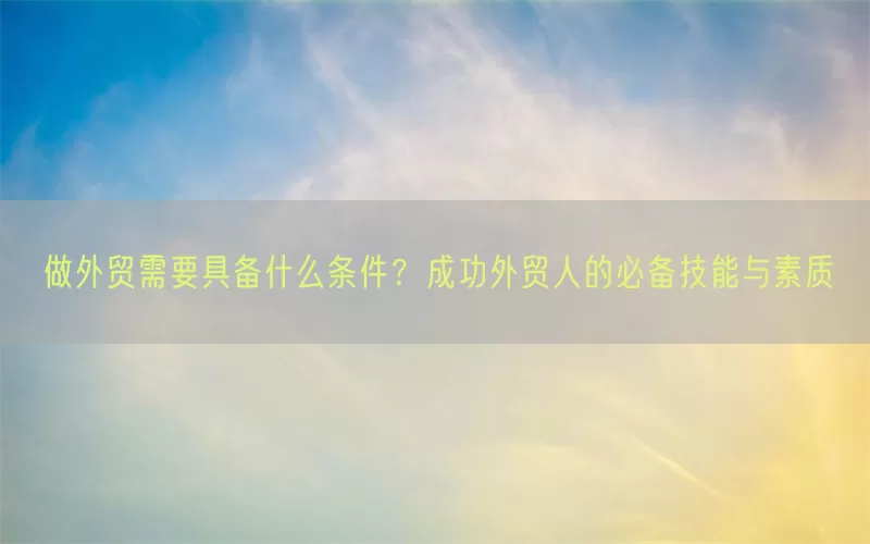 做外贸需要具备什么条件？成功外贸人的必备技能与素质
