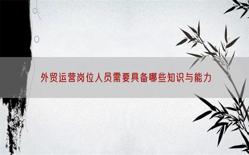 外贸运营岗位人员需要具备哪些知识与能力