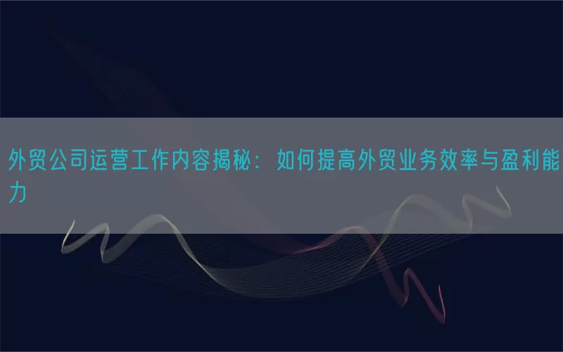 外贸公司运营工作内容揭秘：如何提高外贸业务效率与盈利能力