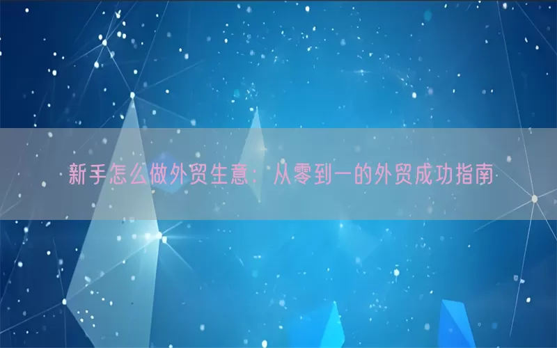 新手怎么做外贸生意：从零到一的外贸成功指南