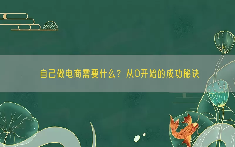 自己做电商需要什么？从0开始的成功秘诀