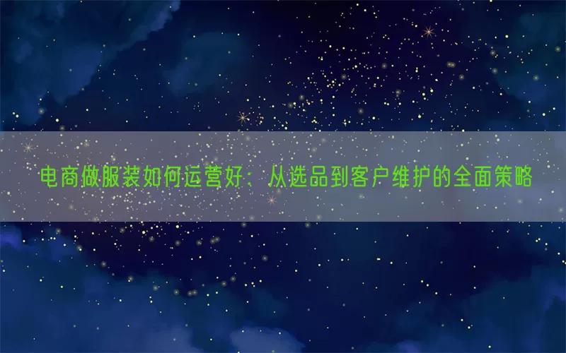 电商做服装如何运营好：从选品到客户维护的全面策略