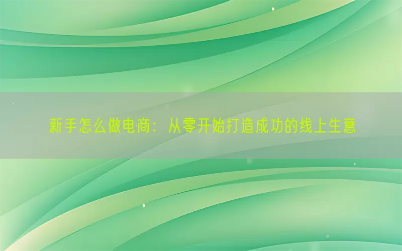 新手怎么做电商：从零开始打造成功的线上生意