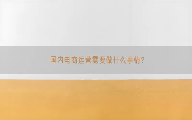 国内电商运营需要做什么事情？