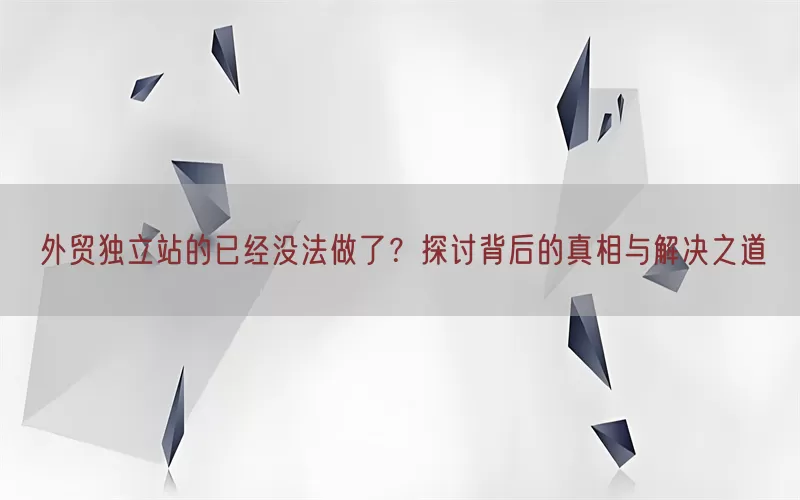 外贸独立站的已经没法做了？探讨背后的真相与解决之道
