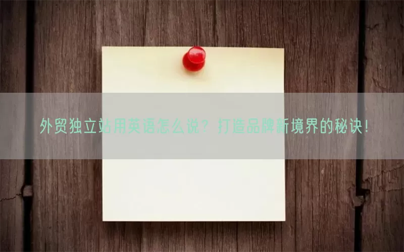 外贸独立站用英语怎么说？打造品牌新境界的秘诀！
