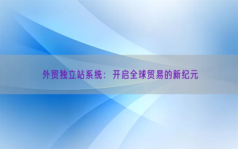 外贸独立站系统：开启全球贸易的新纪元