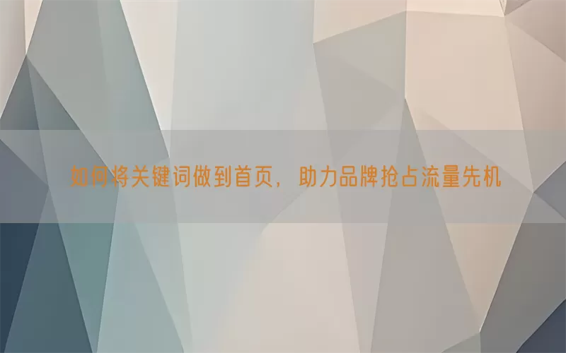 如何将关键词做到首页，助力品牌抢占流量先机