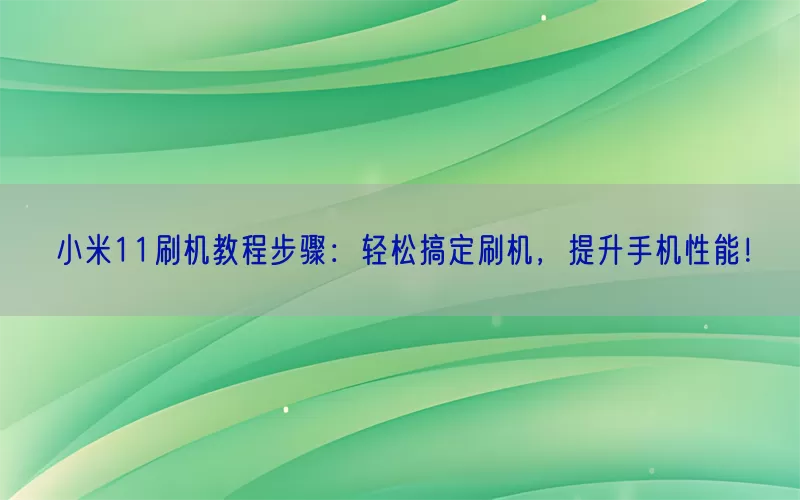 小米11刷机教程步骤：轻松搞定刷机，提升手机性能！