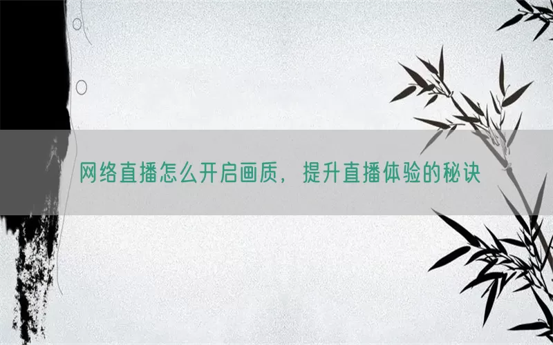 网络直播怎么开启画质，提升直播体验的秘诀