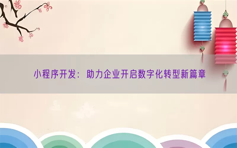 小程序开发：助力企业开启数字化转型新篇章