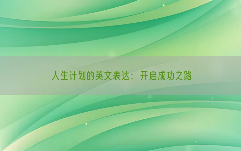 人生计划的英文表达：开启成功之路