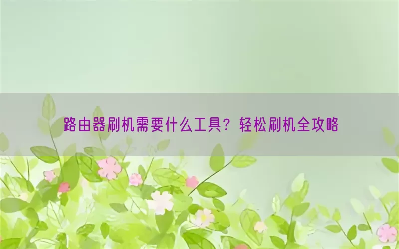 路由器刷机需要什么工具？轻松刷机全攻略