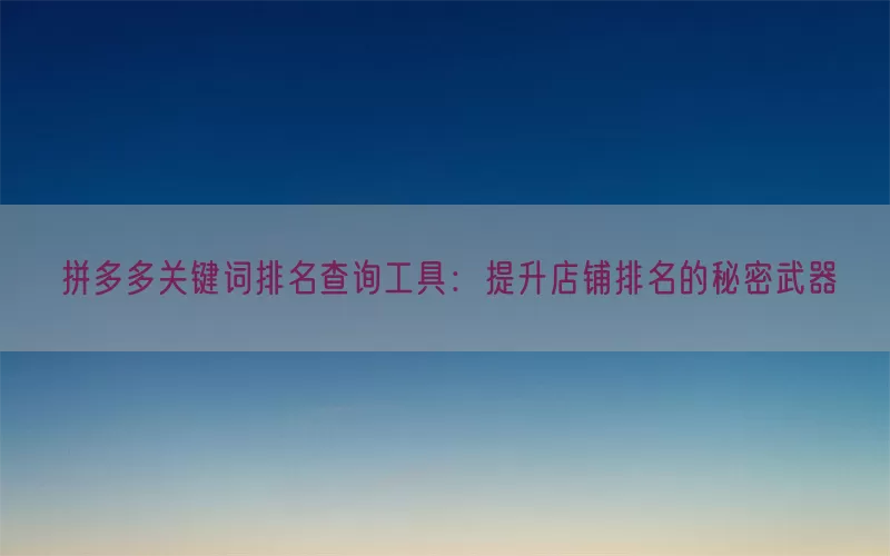 拼多多关键词排名查询工具：提升店铺排名的秘密武器