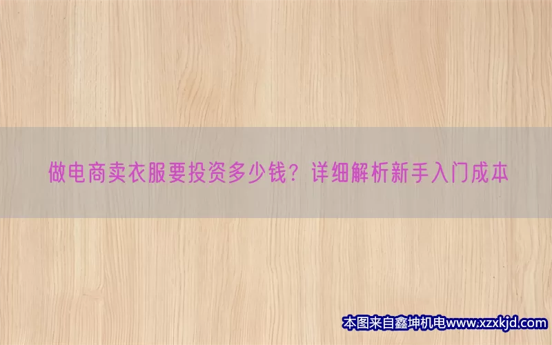 做电商卖衣服要投资多少钱？详细解析新手入门成本(pic1)