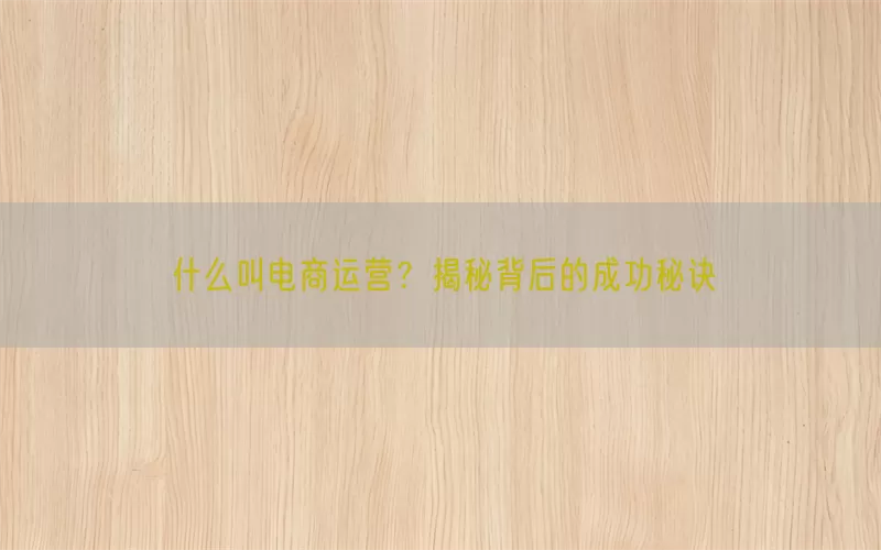 什么叫电商运营？揭秘背后的成功秘诀