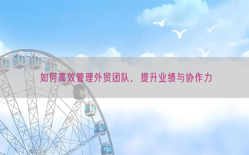 如何高效管理外贸团队,提升业绩与协作力