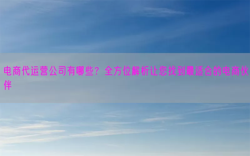 电商代运营公司有哪些?全方位解析让您找到最适合的电商伙伴