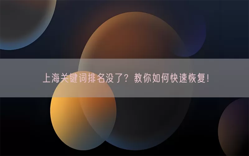 上海关键词排名没了？教你如何快速恢复！