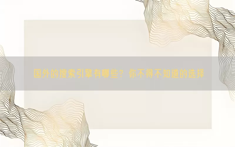 国外的搜索引擎有哪些？你不得不知道的选择