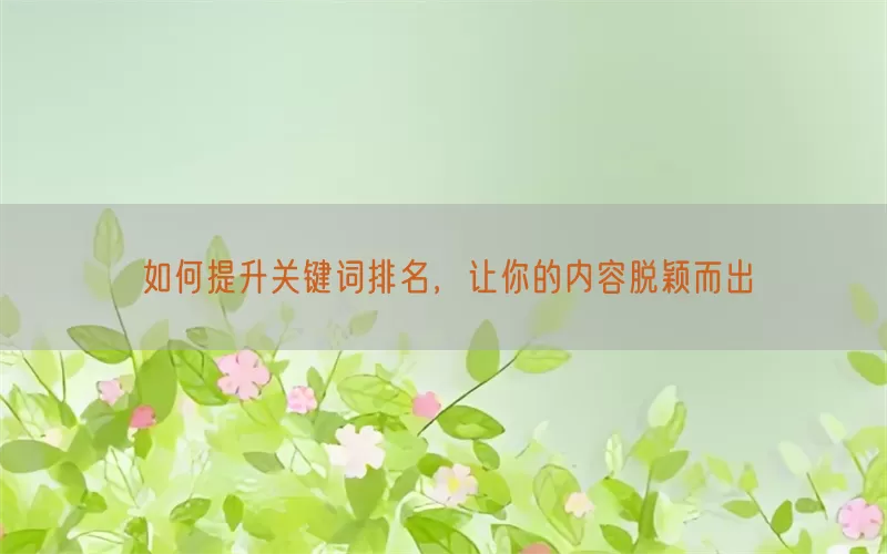 如何提升关键词排名，让你的内容脱颖而出