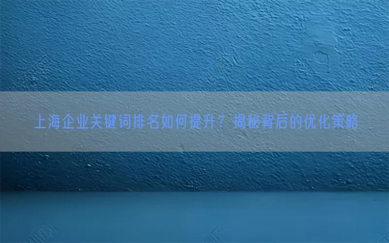 上海企业关键词排名如何提升？揭秘背后的优化策略