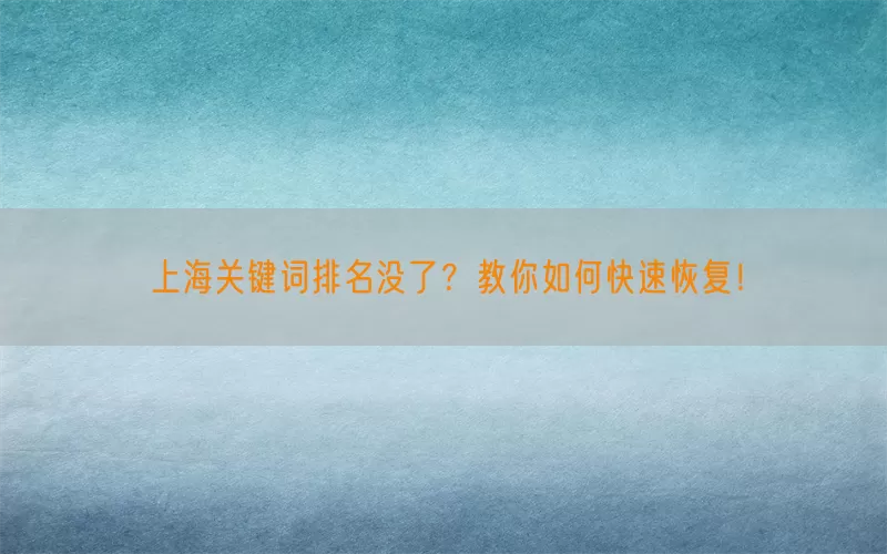 上海关键词排名没了？教你如何快速恢复！